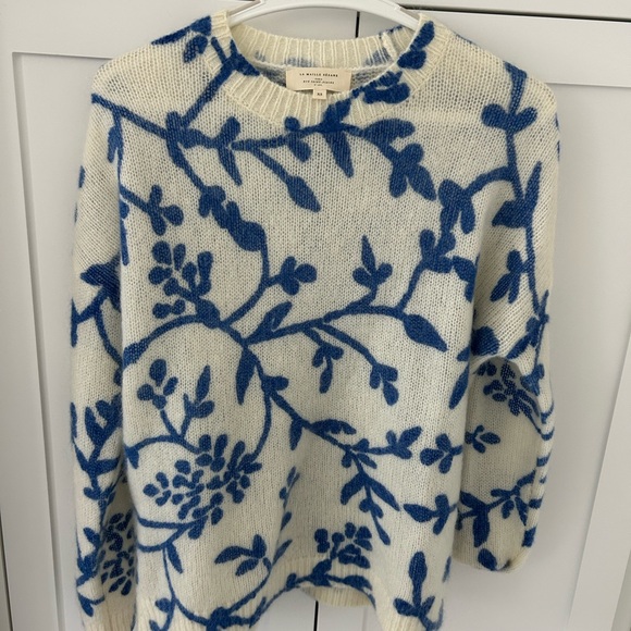 Sezane Blue Botanical Pattern Sweater - Picture 1 of 3